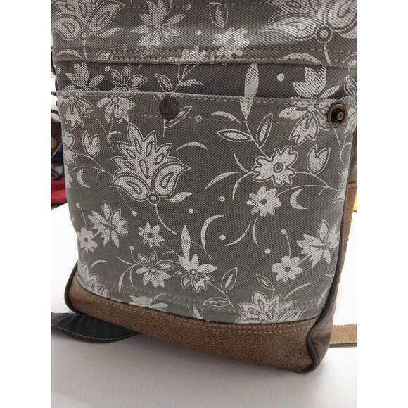 Myra Bag Blossom Print Upcycled Canvas & Leather Shoulder Bag - Picture 2 of 16